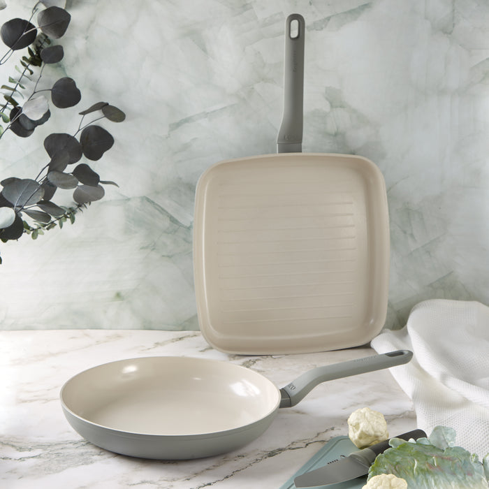 Image 2 of Shopberghoff Balance 2Pc Non-stick Ceramic Specialty Cookware Set, Recycled Aluminum, CeraGreen, Moonmist