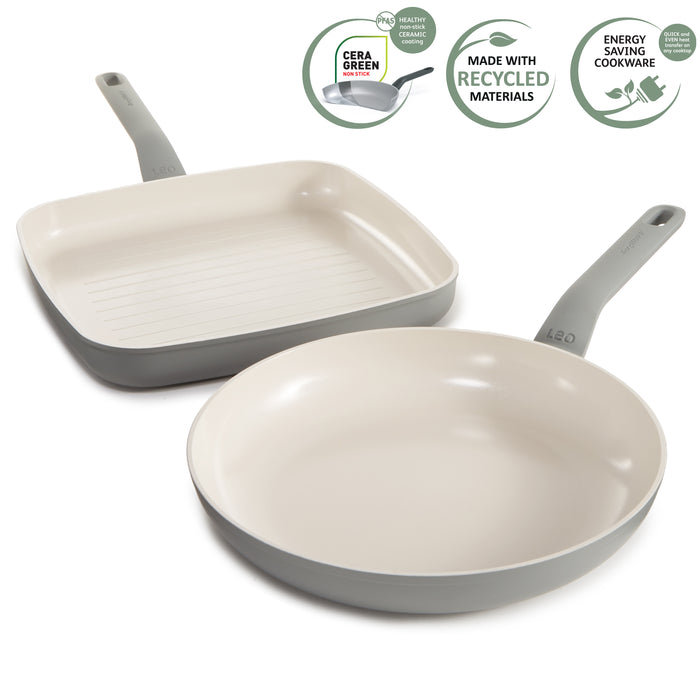 Image 11 of Shopberghoff Balance 2Pc Non-stick Ceramic Specialty Cookware Set, Recycled Aluminum, CeraGreen, Moonmist