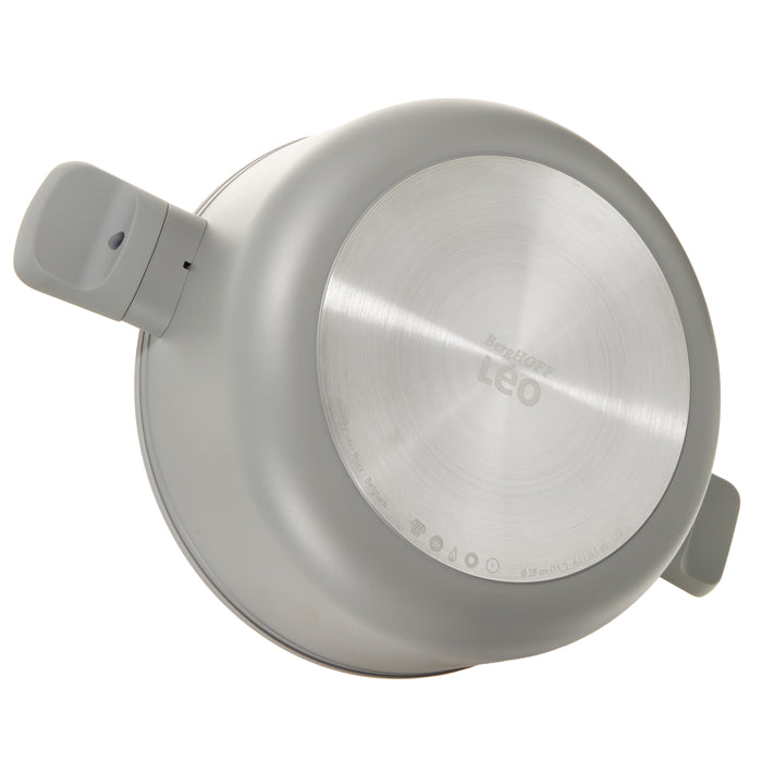 Image 10 of Shopberghoff Balance 4Pc Non-stick Ceramic Stockpot and Wok Pan Set With Glass Lids, Recycled Aluminum, CeraGreen, Moonmist