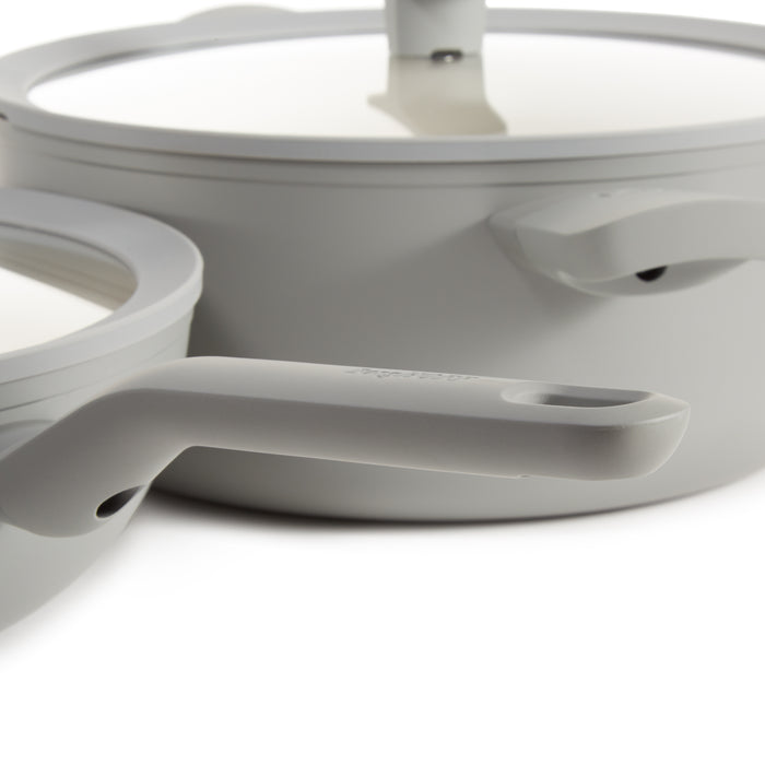 Image 12 of Shopberghoff Balance 4Pc Non-stick Ceramic Stockpot and Wok Pan Set With Glass Lids, Recycled Aluminum, CeraGreen, Moonmist