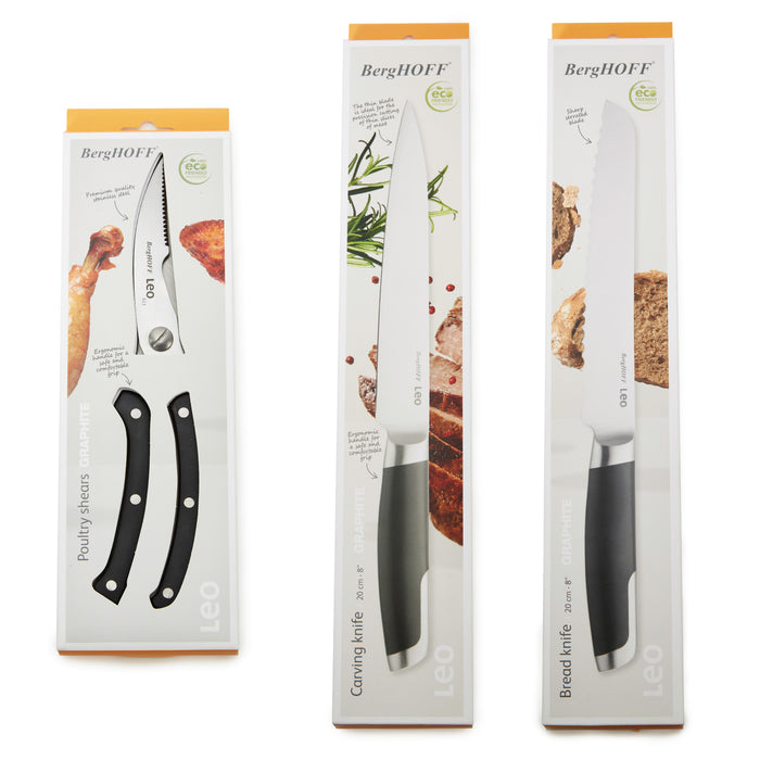 Image 12 of Shopberghoff Graphite 3Pc Stainless Steel Forged Cutlery Set, Black