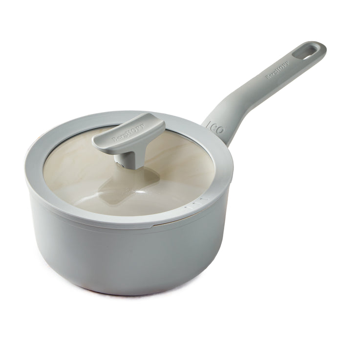 Image 1 of Shopberghoff Balance Non-stick Ceramic Saucepan 7", 2.1qt. With Glass Lid, Recycled Aluminum, Moonmist