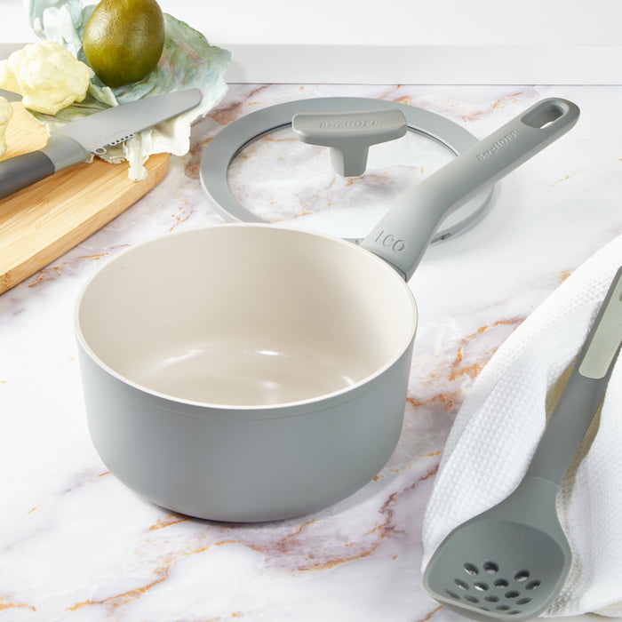 Image 5 of Shopberghoff Balance Non-stick Ceramic Saucepan 7", 2.1qt. With Glass Lid, Recycled Aluminum, Moonmist