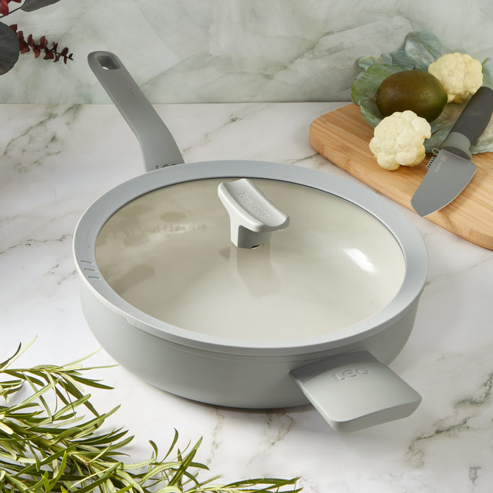 Image 6 of Shopberghoff Balance Non-stick Ceramic Sauté Pan (Long Handle) 10.25", 3.1qt. With Glass Lid, Recycled Aluminum, Moonmist
