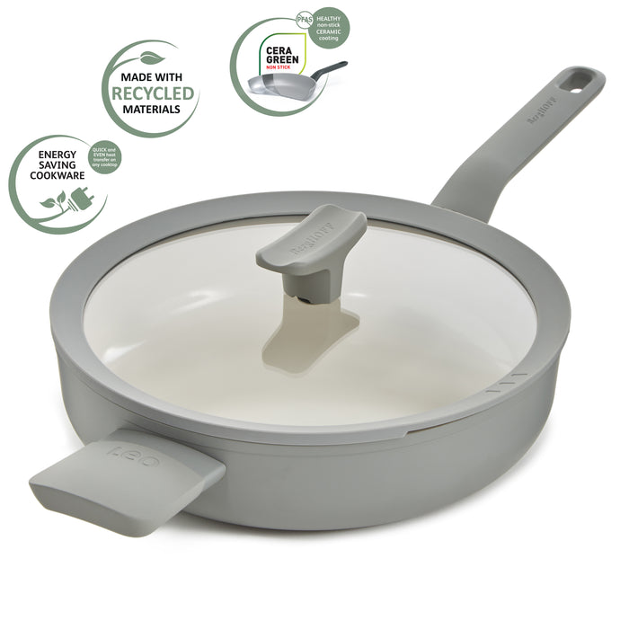 Image 7 of Shopberghoff Balance Non-stick Ceramic Sauté Pan (Long Handle) 10.25", 3.1qt. With Glass Lid, Recycled Aluminum, Moonmist