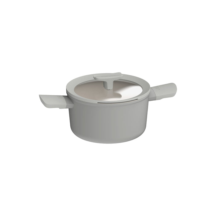 Image 1 of Shopberghoff Balance Non-stick Ceramic Stockpot 8", 3.3qt. With Glass Lid, Recycled Aluminum, Moonmist