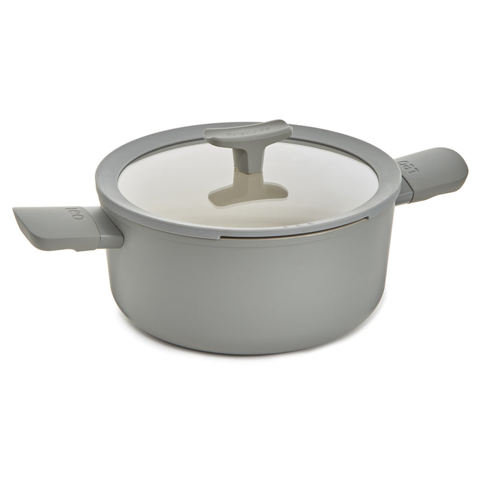 Image 1 of Shopberghoff Balance Non-stick Ceramic Stockpot 10", 4.6qt. With Glass Lid, Recycled Aluminum, Moonmist