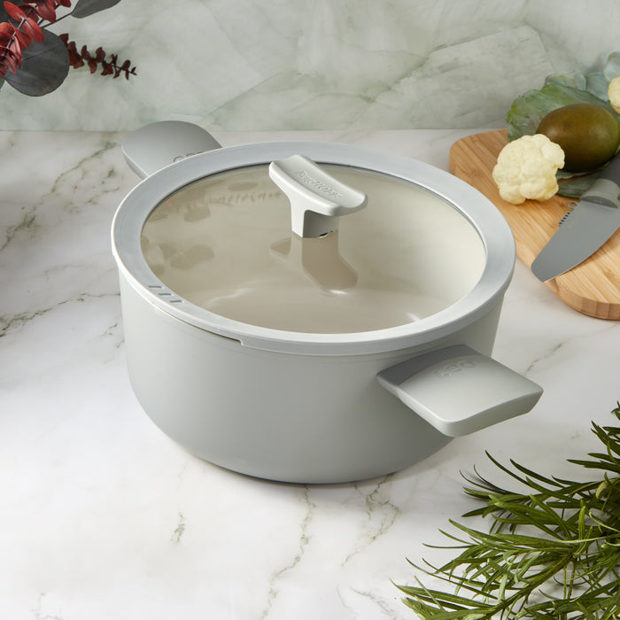 Image 4 of Shopberghoff Balance Non-stick Ceramic Stockpot 10", 4.6qt. With Glass Lid, Recycled Aluminum, Moonmist