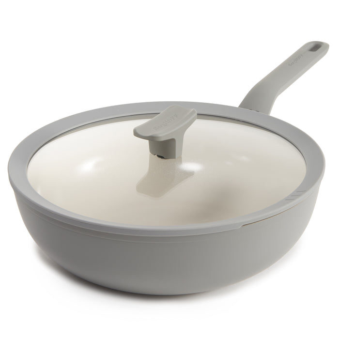 Image 1 of Shopberghoff Balance Non-stick Ceramic Wok Pan 11", 4.4qt. With Glass Lid, Recycled Aluminum, Moonmist