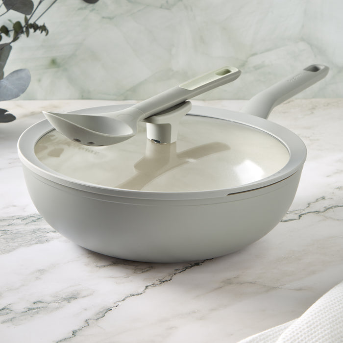 Image 5 of Shopberghoff Balance Non-stick Ceramic Wok Pan 11", 4.4qt. With Glass Lid, Recycled Aluminum, Moonmist