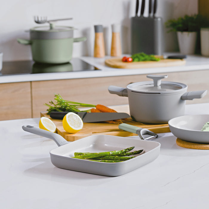 Image 2 of Shopberghoff Balance Non-stick Ceramic Grill Pan 11", Recycled Aluminum, Moonmist