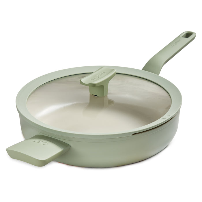 Image 1 of Shopberghoff Balance Non-stick Ceramic Sauté Pan (Long Handle) 10.25", 3.1qt. With Glass Lid, Recycled Aluminum, Sage