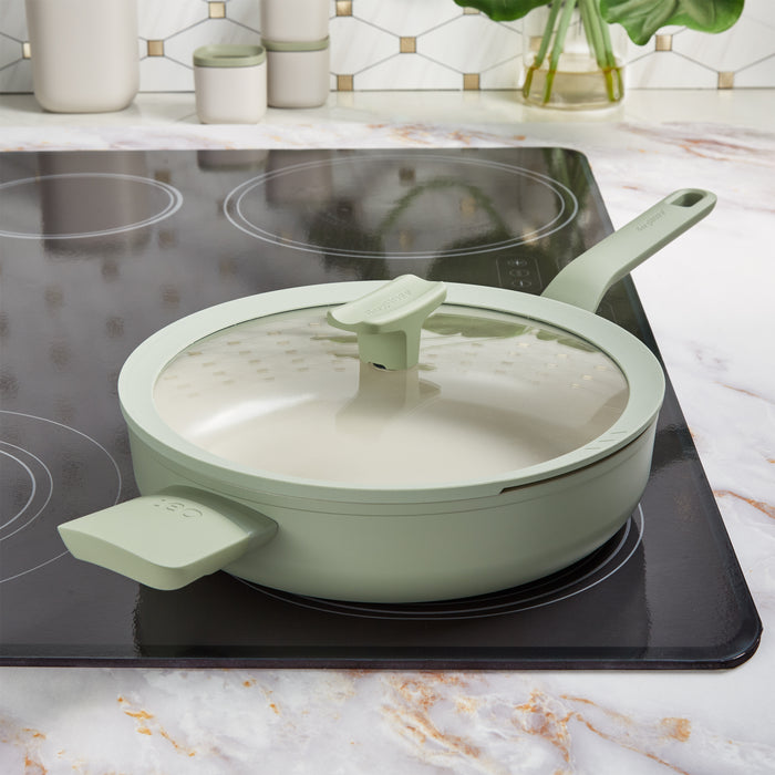 Image 4 of Shopberghoff Balance Non-stick Ceramic Sauté Pan (Long Handle) 10.25", 3.1qt. With Glass Lid, Recycled Aluminum, Sage
