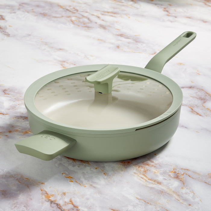 Image 11 of Shopberghoff Balance Non-stick Ceramic Sauté Pan (Long Handle) 10.25", 3.1qt. With Glass Lid, Recycled Aluminum, Sage