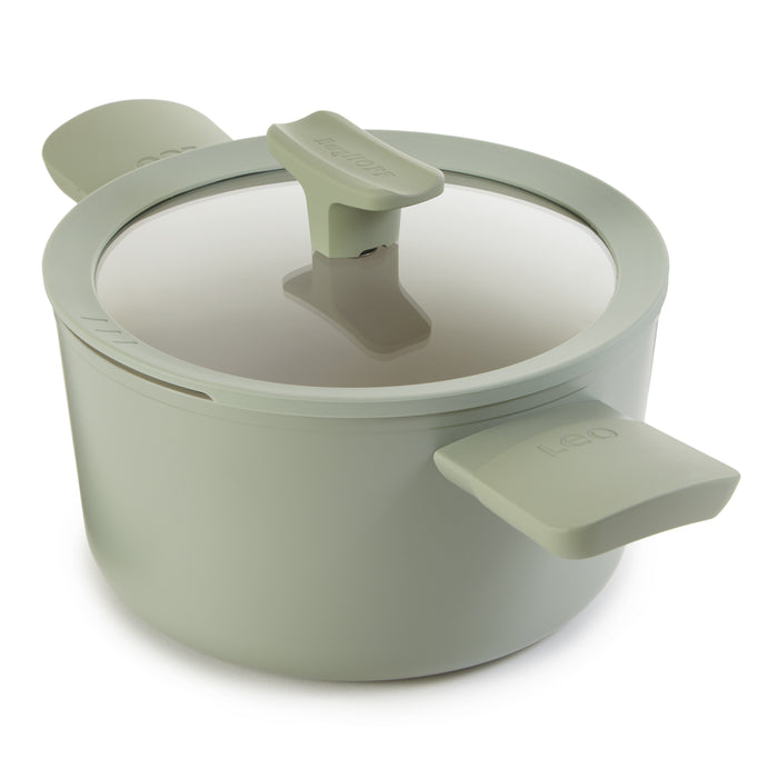 Image 1 of Shopberghoff Balance Non-stick Ceramic Stockpot 8", 3.3qt. With Glass Lid, Recycled Aluminum, Sage