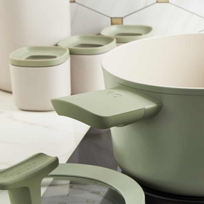 Image 4 of Shopberghoff Balance Non-stick Ceramic Stockpot 8", 3.3qt. With Glass Lid, Recycled Aluminum, Sage