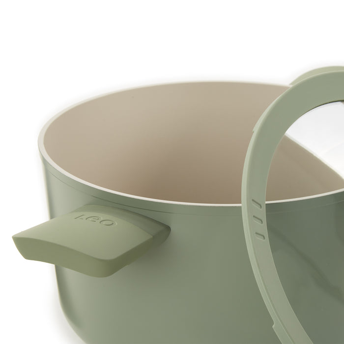 Image 5 of Shopberghoff Balance Non-stick Ceramic Stockpot 10", 4.6qt. With Glass Lid, Recycled Aluminum, Sage