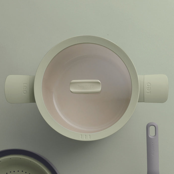 Image 9 of Shopberghoff Balance Non-stick Ceramic Stockpot 10", 4.6qt. With Glass Lid, Recycled Aluminum, Sage
