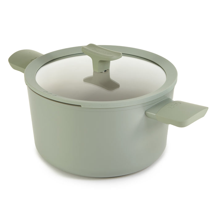 Image 1 of Shopberghoff Balance Non-stick Ceramic Stockpot 10", 5.8qt. With Glass Lid, Recycled Aluminum, Sage
