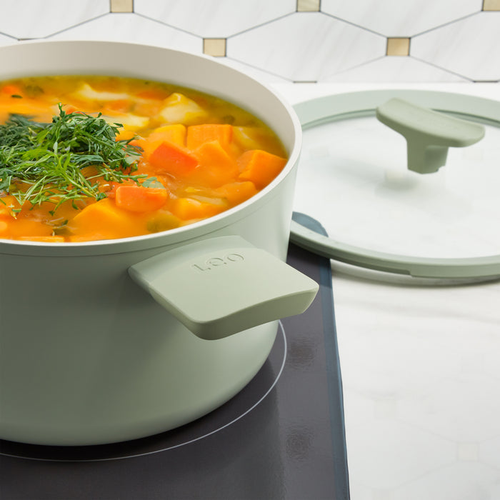 Image 2 of Shopberghoff Balance Non-stick Ceramic Stockpot 10", 5.8qt. With Glass Lid, Recycled Aluminum, Sage
