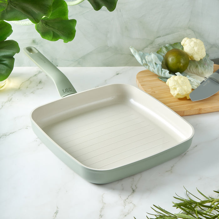 Image 2 of Shopberghoff Balance Non-stick Ceramic Grill Pan 10", Recycled Aluminum, Sage