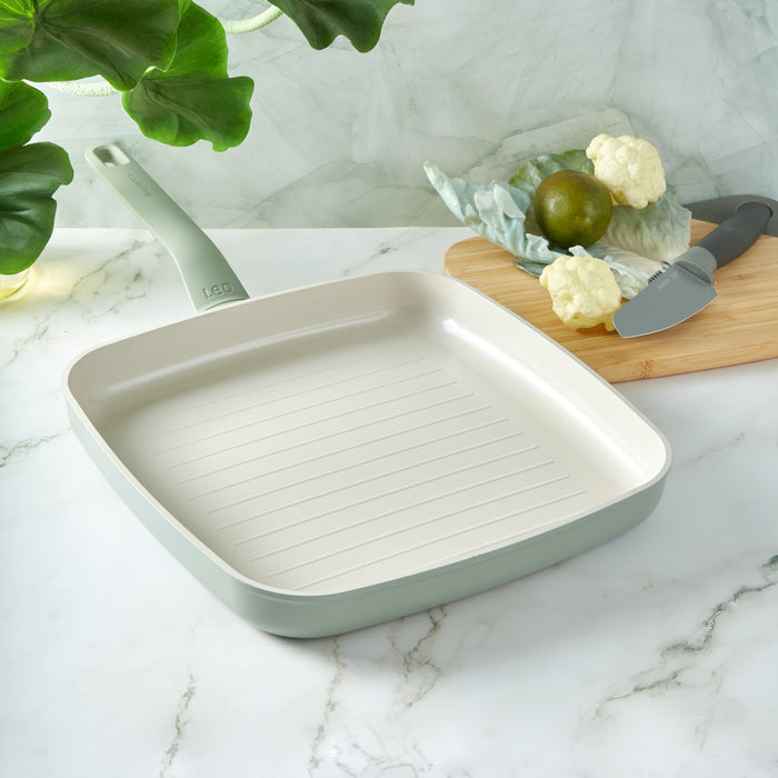 Image 2 of Shopberghoff Balance Non-stick Ceramic Grill Pan 11", Recycled Aluminum, Sage