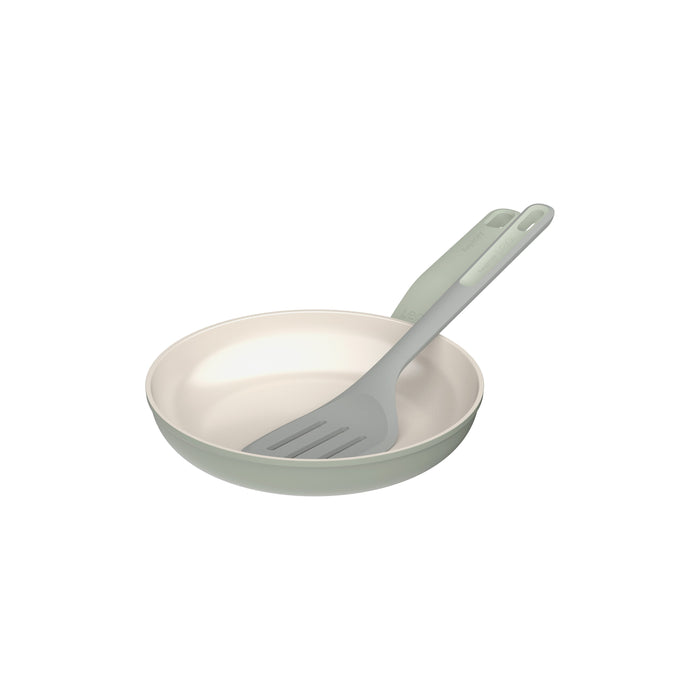 Image 1 of Shopberghoff Balance Non-stick Ceramic 2Pc Frying Pan 9.5" and Nylon Turner 13.75", Recycled Aluminum, Sage