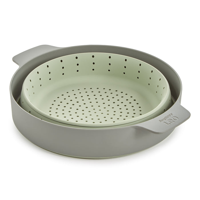 Image 9 of Shopberghoff Balance Non-stick Silicone Collapsible Steamer Basket & Strainer 10", Recycled Material, Sage