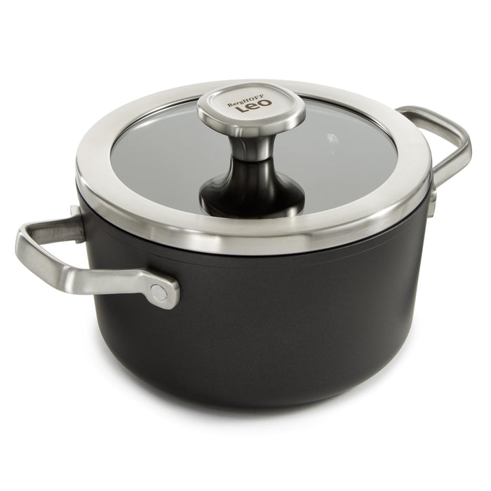 Image 1 of Shopberghoff Graphite Non-stick Ceramic Stockpot 8", 3.3qt. With Glass Lid, Sustainable Recycled Material