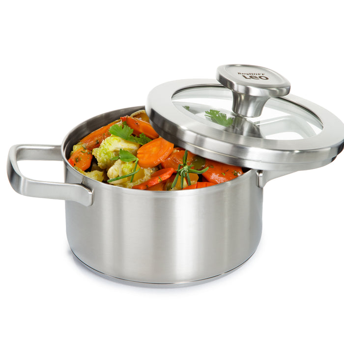 Image 7 of Shopberghoff Graphite Recycled 18/10 Stainless Steel Stockpot 6.25", 1.7qt. With Glass Lid