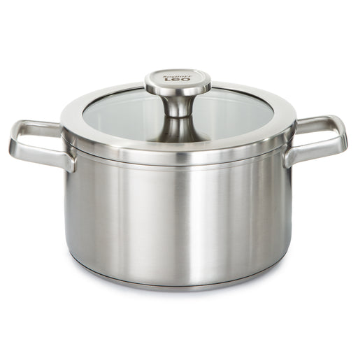 Image 1 of Shopberghoff Graphite Recycled 18/10 Stainless Steel Stockpot 8", 3.6qt. With Glass Lid