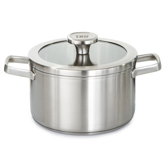 Image 1 of Shopberghoff Graphite Recycled 18/10 Stainless Steel Stockpot 8", 3.6qt. With Glass Lid