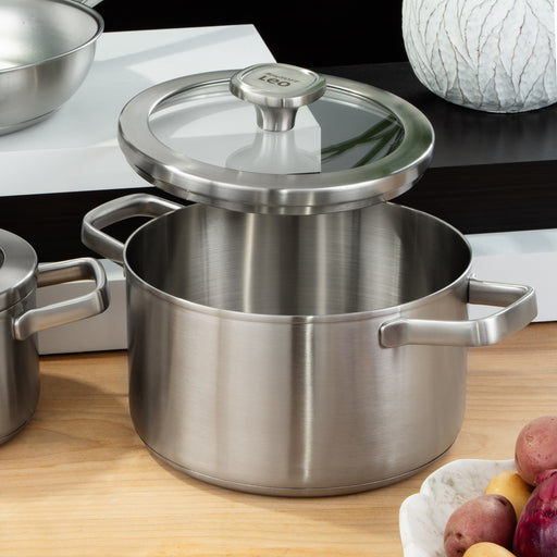 Image 2 of Shopberghoff Graphite Recycled 18/10 Stainless Steel Stockpot 8", 3.6qt. With Glass Lid