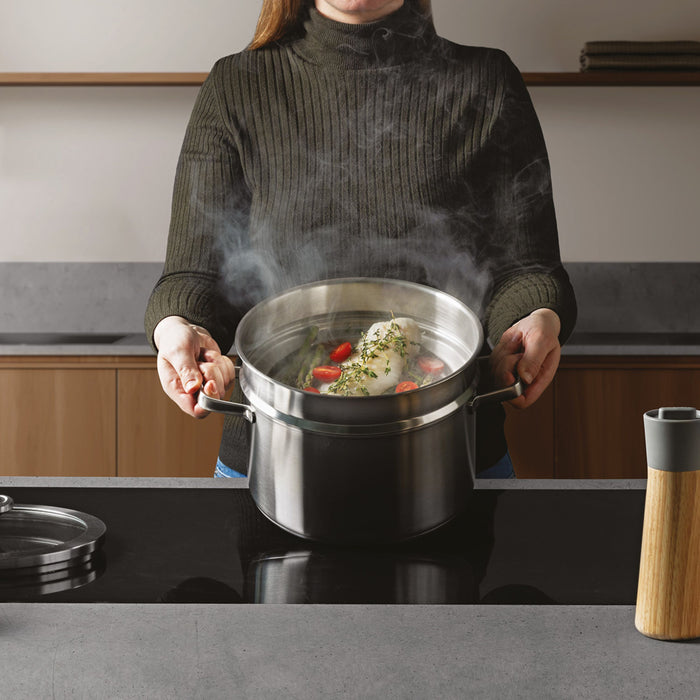 Image 3 of Shopberghoff Graphite Recycled 18/10 Stainless Steel Stockpot 8", 3.6qt. With Glass Lid