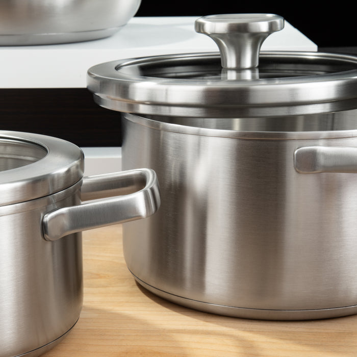Image 4 of Shopberghoff Graphite Recycled 18/10 Stainless Steel Stockpot 8", 3.6qt. With Glass Lid