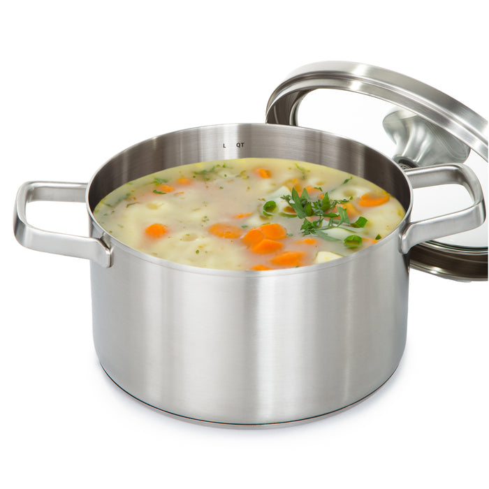 Image 5 of Shopberghoff Graphite Recycled 18/10 Stainless Steel Stockpot 8", 3.6qt. With Glass Lid
