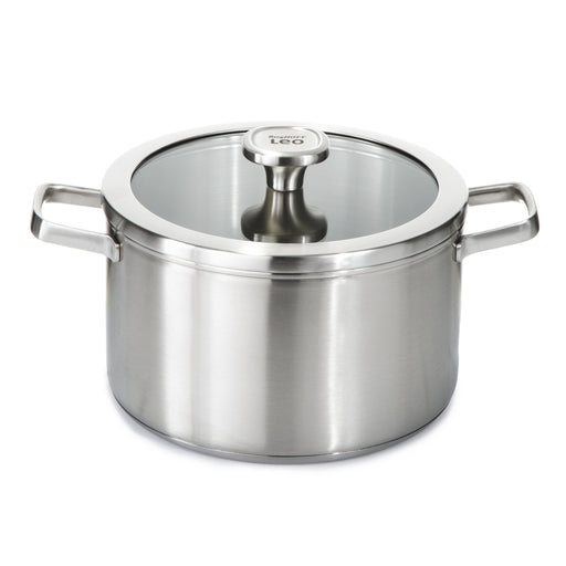 Image 1 of Shopberghoff Graphite Recycled 18/10 Stainless Steel Stockpot 10", 6.3qt. With Glass Lid