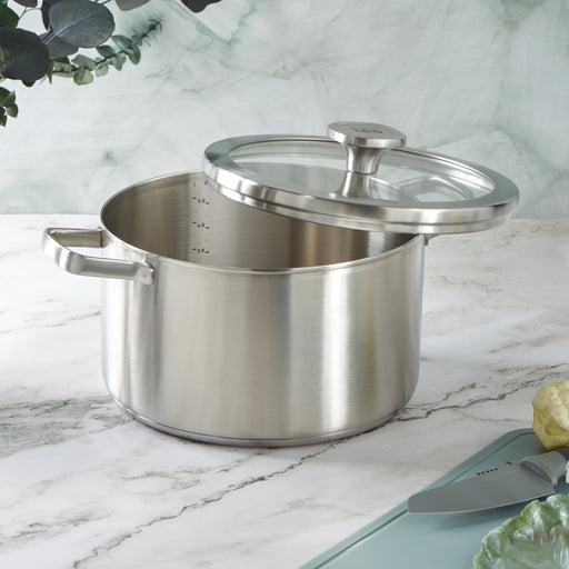 Image 2 of Shopberghoff Graphite Recycled 18/10 Stainless Steel Stockpot 10", 6.3qt. With Glass Lid