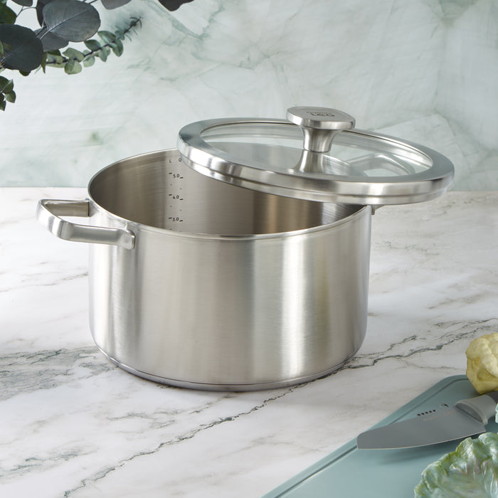 Image 2 of Shopberghoff Graphite Recycled 18/10 Stainless Steel Stockpot 10", 6.3qt. With Glass Lid