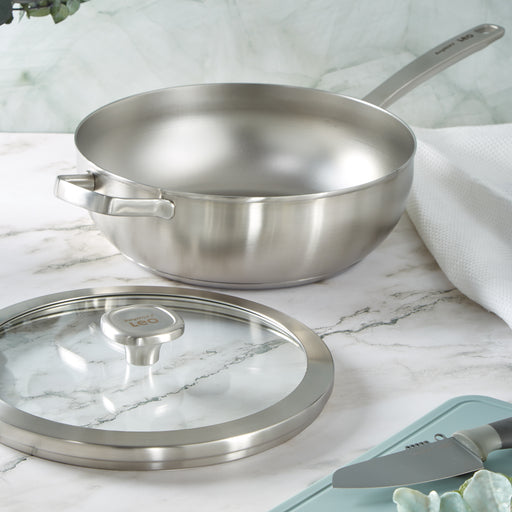 Image 2 of Shopberghoff Graphite Recycled 18/10 Stainless Steel Wok Pan 11", 5.2qt. With Glass Lid