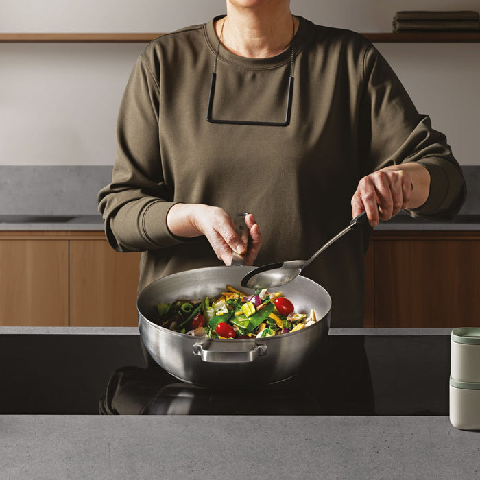 Image 3 of Shopberghoff Graphite Recycled 18/10 Stainless Steel Wok Pan 11", 5.2qt. With Glass Lid