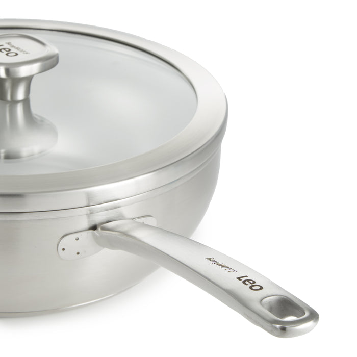 Image 4 of Shopberghoff Graphite Recycled 18/10 Stainless Steel Wok Pan 11", 5.2qt. With Glass Lid
