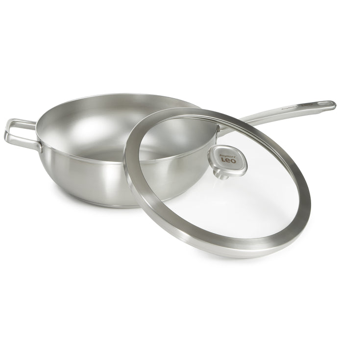 Image 6 of Shopberghoff Graphite Recycled 18/10 Stainless Steel Wok Pan 11", 5.2qt. With Glass Lid