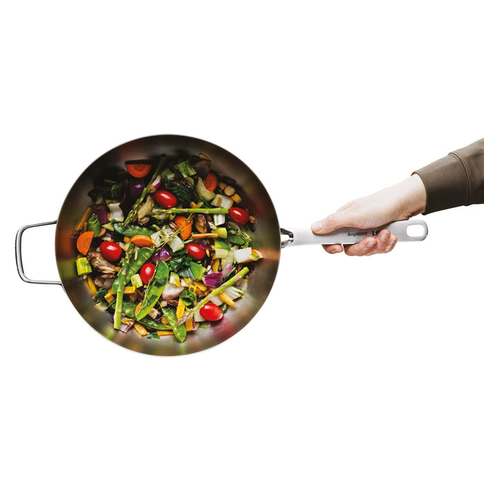 Image 7 of Shopberghoff Graphite Recycled 18/10 Stainless Steel Wok Pan 11", 5.2qt. With Glass Lid