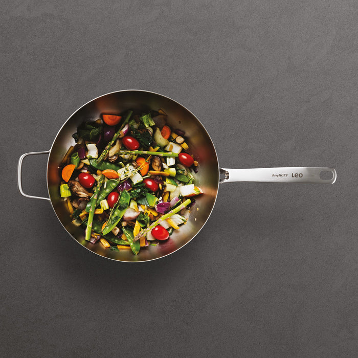 Image 8 of Shopberghoff Graphite Recycled 18/10 Stainless Steel Wok Pan 11", 5.2qt. With Glass Lid
