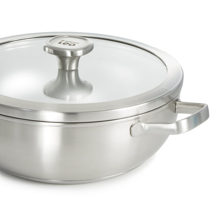 Image 9 of Shopberghoff Graphite Recycled 18/10 Stainless Steel Wok Pan 11", 5.2qt. With Glass Lid
