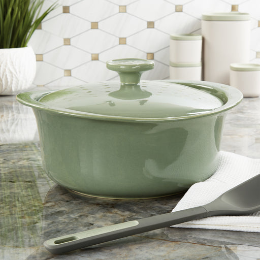 Image 2 of Shopberghoff Balance Stone Casserole 9.5", 4.5qt. With Stone Cover, Sage