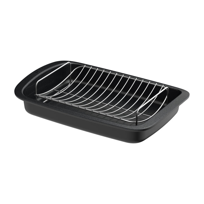 Image 1 of Shopberghoff Graphite Non-stick Recycled Cast Aluminum Roaster with Removable Rack 16.5" X 11" X 2.75"