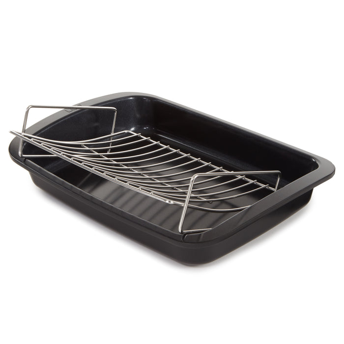 Image 9 of Shopberghoff Graphite Non-stick Recycled Cast Aluminum Roaster with Removable Rack 16.5" X 11" X 2.75"