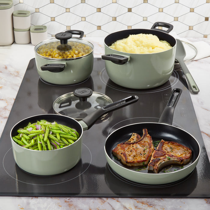 Image 2 of Shopberghoff Leo Glints 7Pc Ceramic Nonstick Cookware Set, Sage